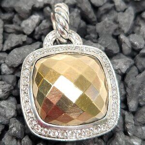 David Yurman Albion Diamond Hammered .925 & 18kt Pendant 14mm
